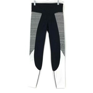Athleta Women's Size Large Black White Leggings Stretch Ankle Mid Rise